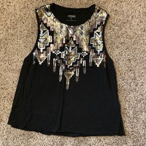 ⚡️Juniors Black Sequin Aztec Tank Top